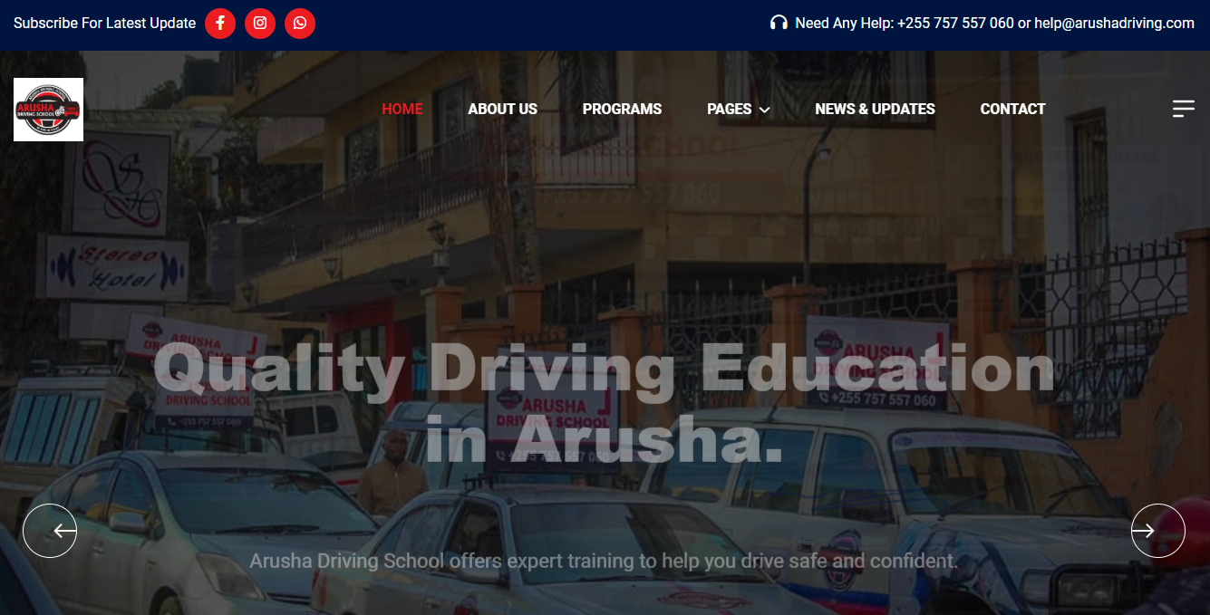 Arusha Driving School Website
